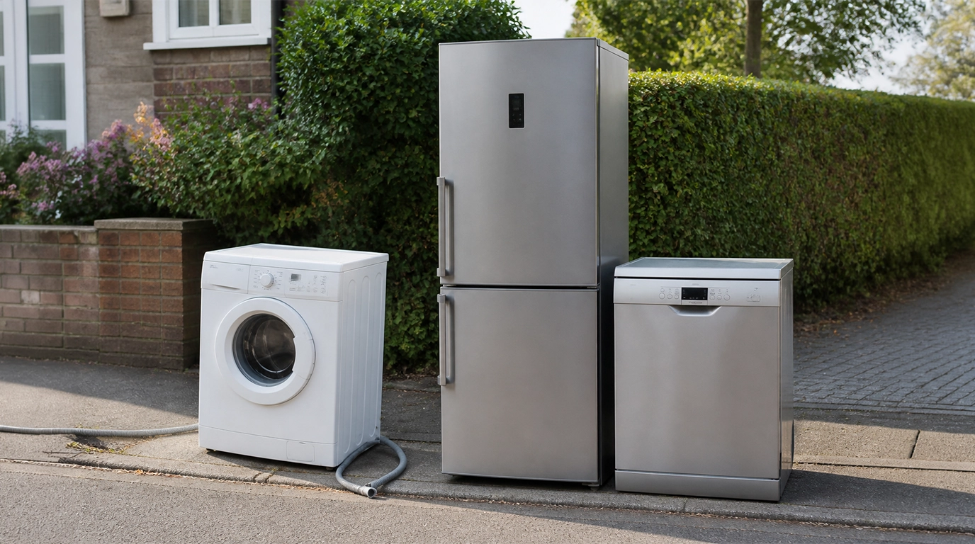 Single-appliance disposal on site in daylight.